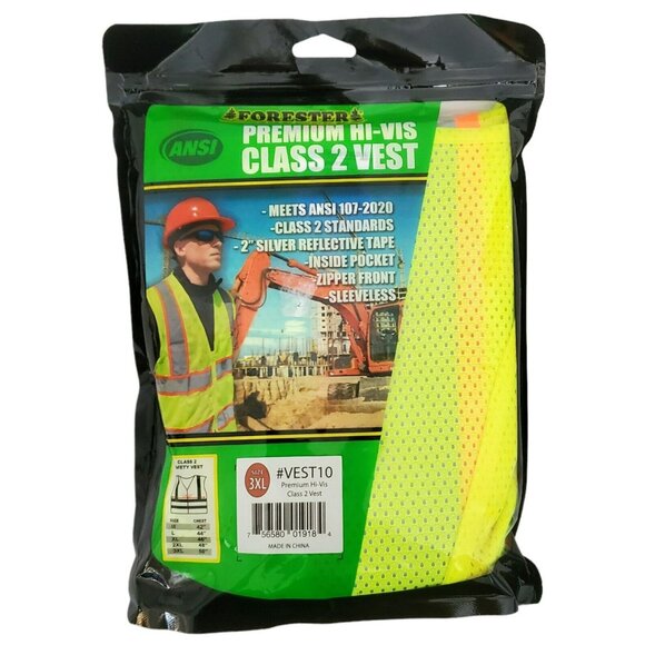 New Safety Work Vest 3X Reflective Premium High Visibility ANSI Class 2 Zip Neon - Picture 1 of 9